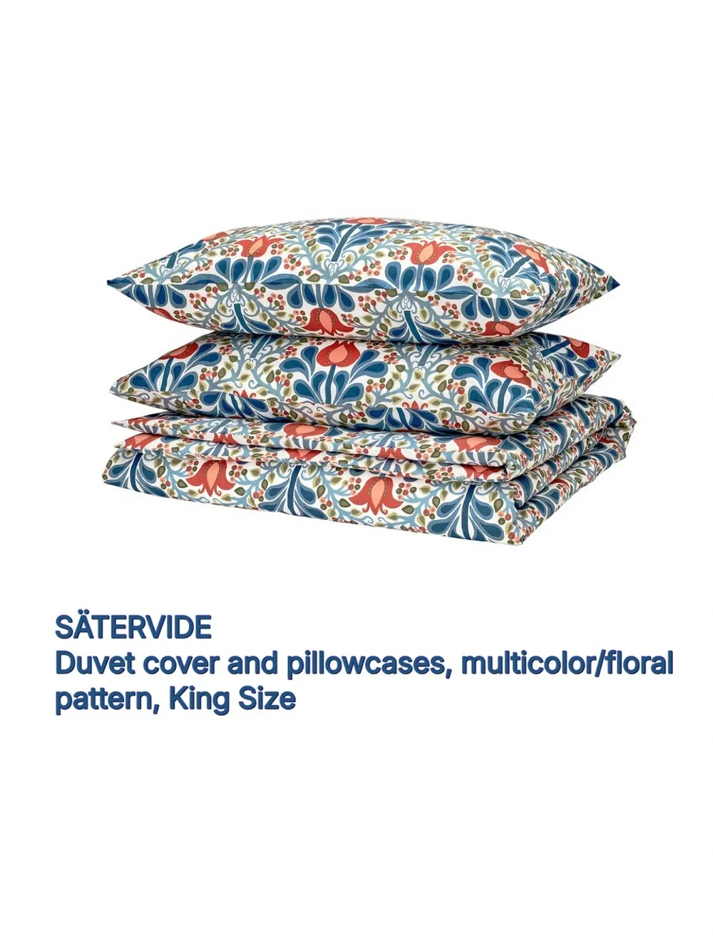 Multicolor Floral Duvet Cover and Pillowcases - King